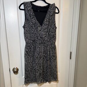 AB Studio Monochrome Patterned Midi Dress, Large